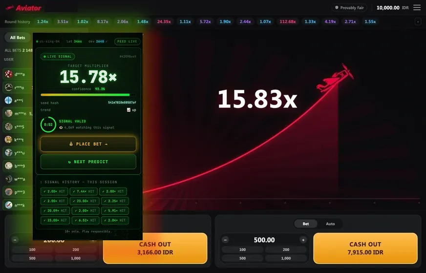 Aviator Predictor interface showing a simulated target beside the Aviator game